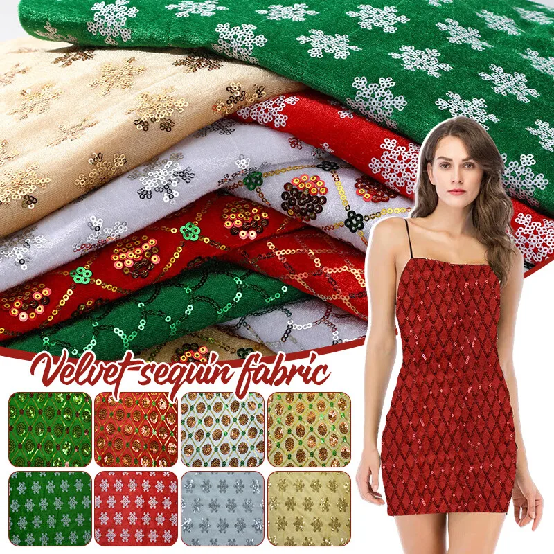 

Sequins Velvet Fabric DIY Sewing Clothing Shoes Hats Handicrafts Embroidered Fabric High Quality Wedding Party Dress Material