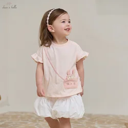 Dave Bella Children's T-shirt Summer Fashion Casual Sweet Cute Cartoon Rabbit Girl's Short Sleeves Bottoming Shirt DB2251720