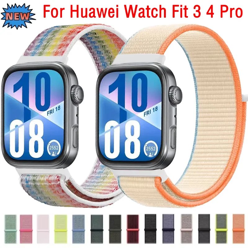حزام نايلون رياضي + حافظة PC لساعة Huawei Watch Fit 4 4 Pro سوار معصم ناعم قابل للتنفس Huawei Watch Fit 3 غلاف واقٍ