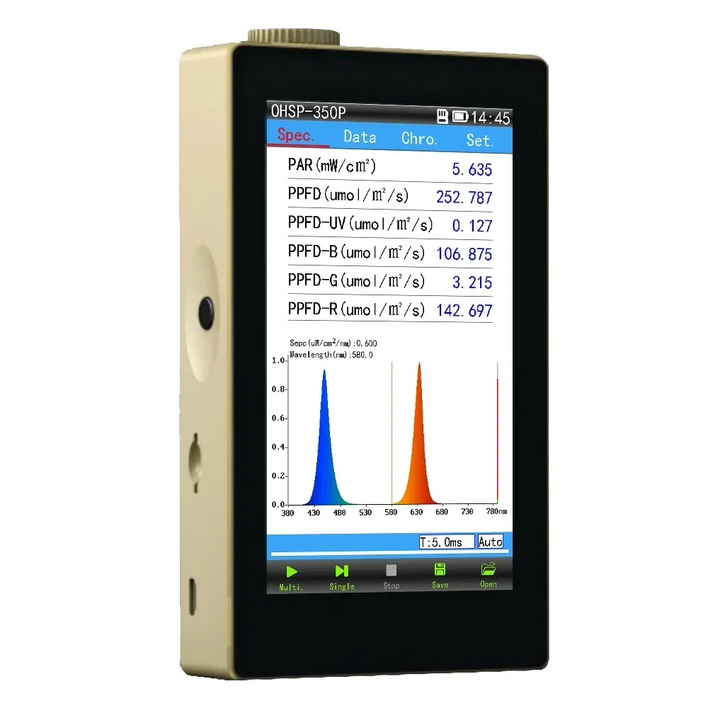 Hopoocolor  Spectrometer Par Ppfd Also Cct Cri Lux Meter for Greenhouse