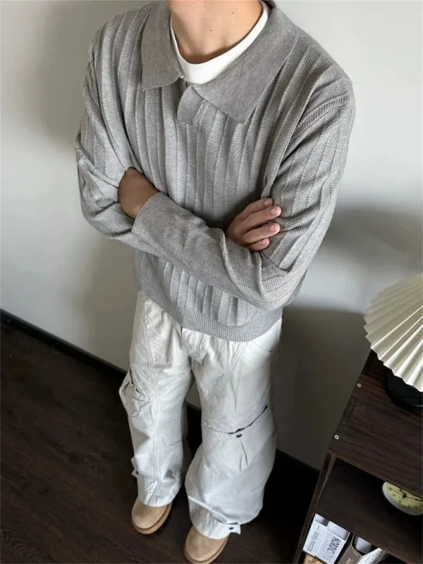 

ay Knitted irt Men's Spring Texture CleanFit Base Layer Inner Wear Soft Polyester Fiber Casual Long Sve irt