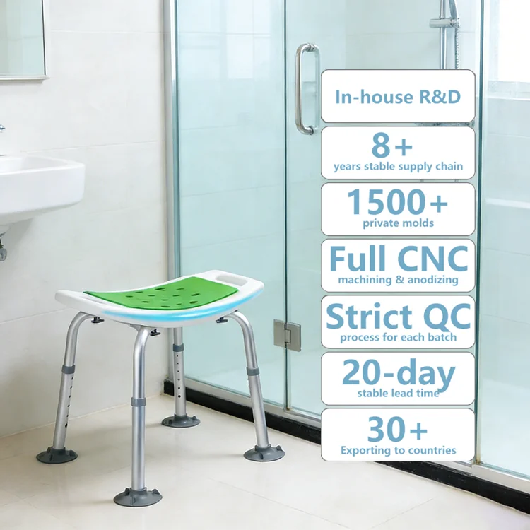 Simplywalk Aluminum Alloy 136KG Bath Shower Chair Strong Tub Handicap People MDR CE Certification Distributor Support