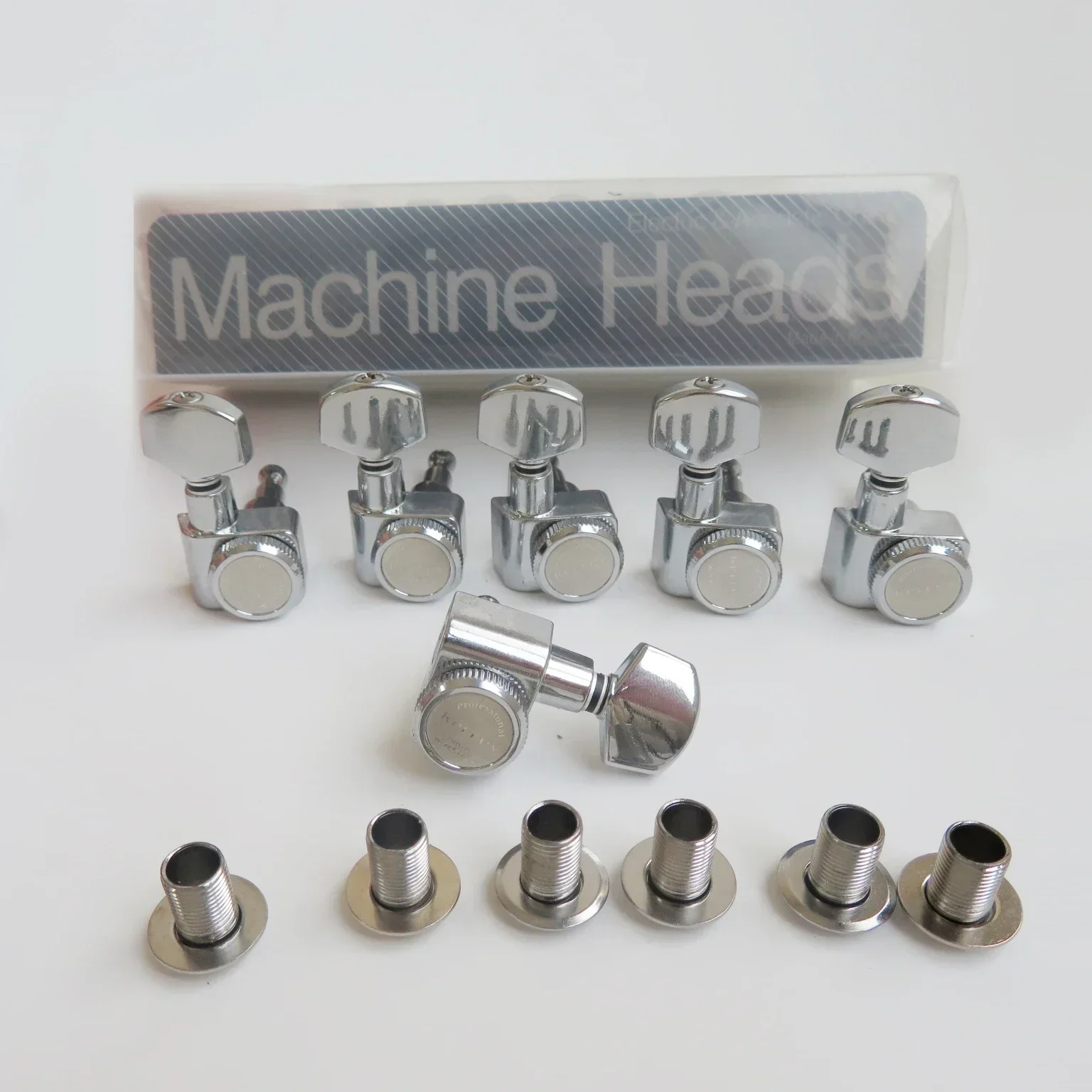 Locking Guitar Tuners 6R Machine Heads Chrome Tuning Pegs Folk Acoustic Electric Guitar Vintage Style Tuning Keys  6 In-line