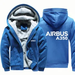 Streetwear autunno inverno Aviation Pilots Flight Airbus A350 Fleece Warm Wool Thick Men Coat giacche felpe con cappuccio felpe