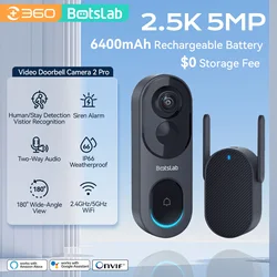 Botslab 5MP AI Campainha Câmera Wifi Detector de movimento HDR Campainha de fala bidirecional Cam 2.4 e 5G Hz WiFi Campainha Cam