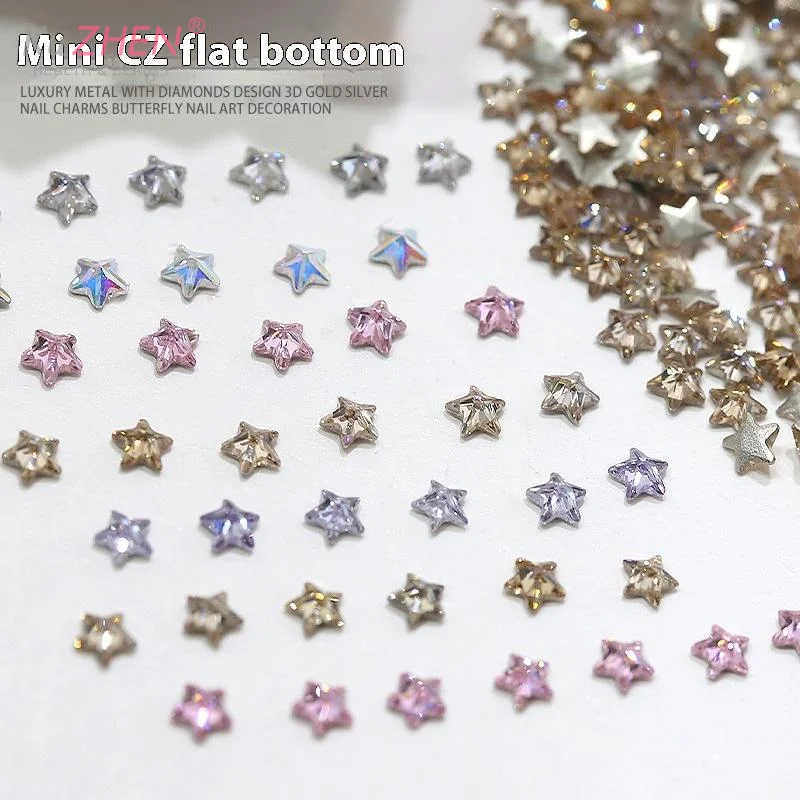 50 pièces strass décoration d'ongle étoile à fond plat Zircon strass ongles bricolage manucure articles décoratifs accessoires breloque d'ongle
