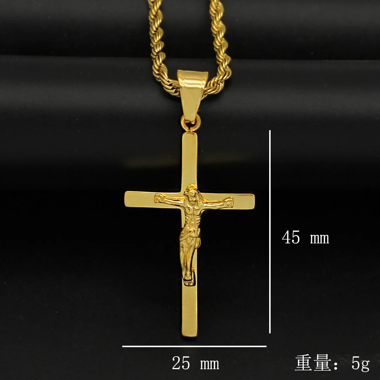 Hip Hop Gold Color Stainless Steel Cross INRI Crucifix Jesus Pendants Neckalce for Men Rapper Jewelry