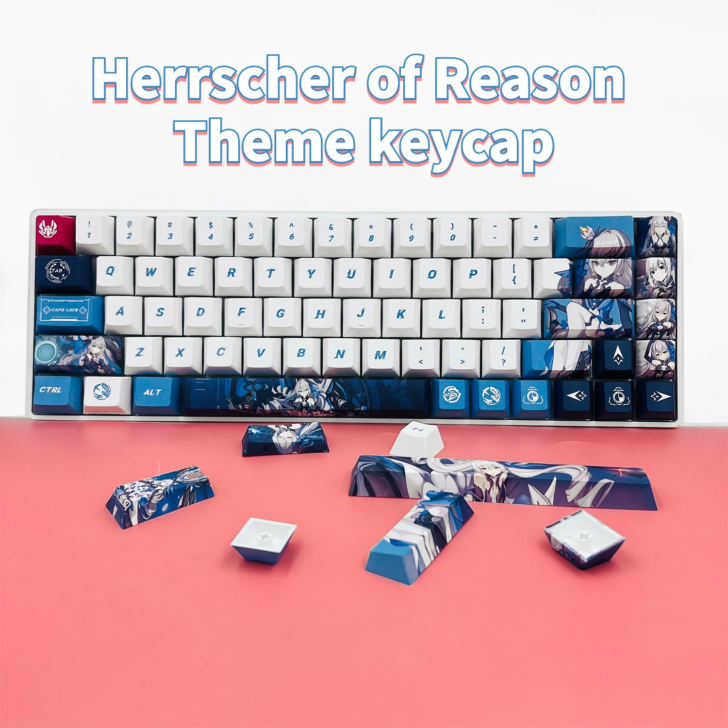 136 chaves herrscher da razão tema keycap cereja perfil pbt sublimação keycap teclado mecânico compatível com mx axis