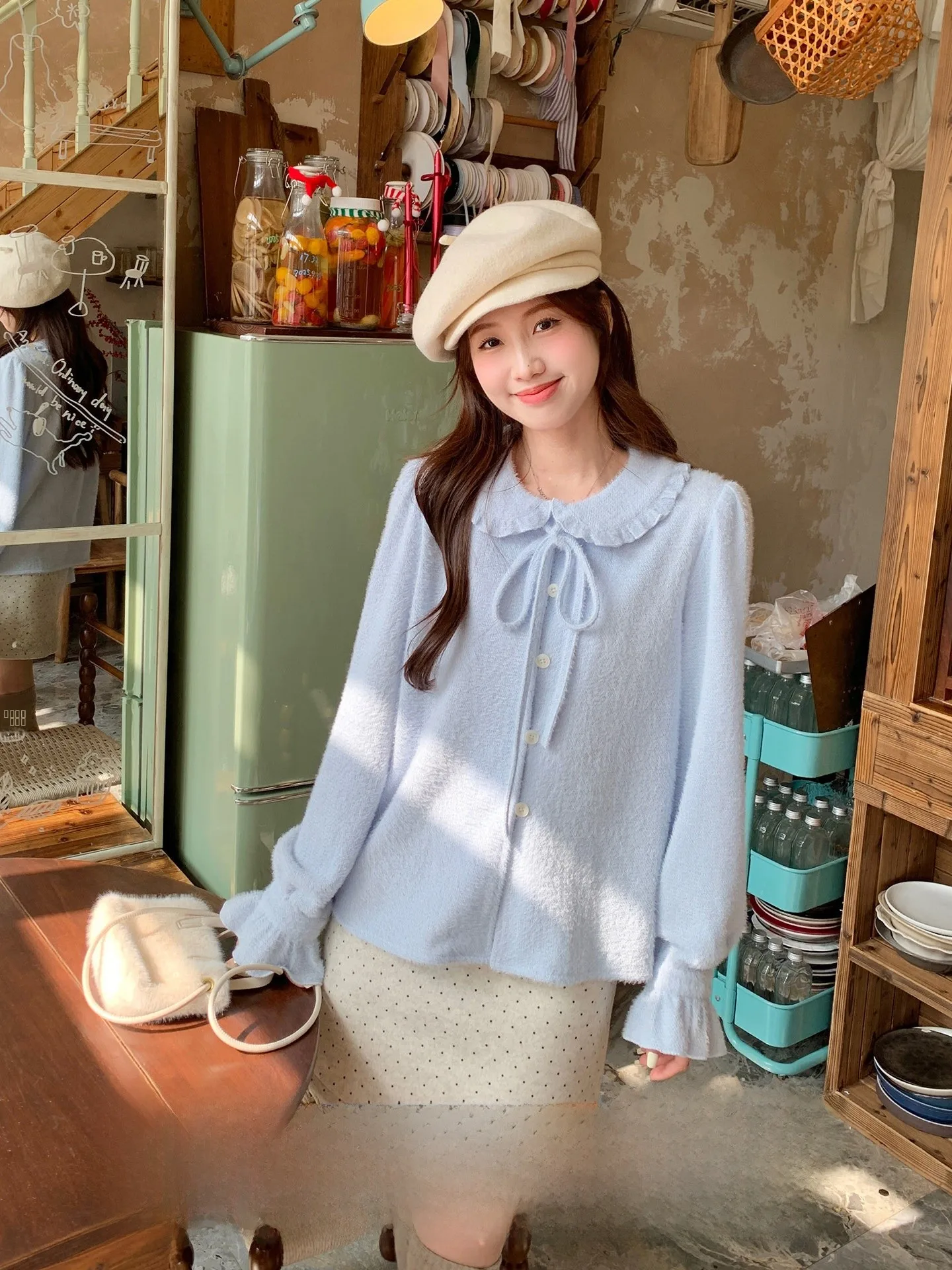 

Синий вязаный свитер женский с воротником-стойкой, мягкий, уютный кардиган, нежный, стройнящий топ из полиэфирного волокна, длинный...