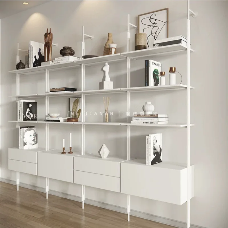 

Minimalist Floor-to-ceiling Wall Shelves Library Multi-layer Storage Bookcases Office Wrought Iron Display Shelves Bookshelves