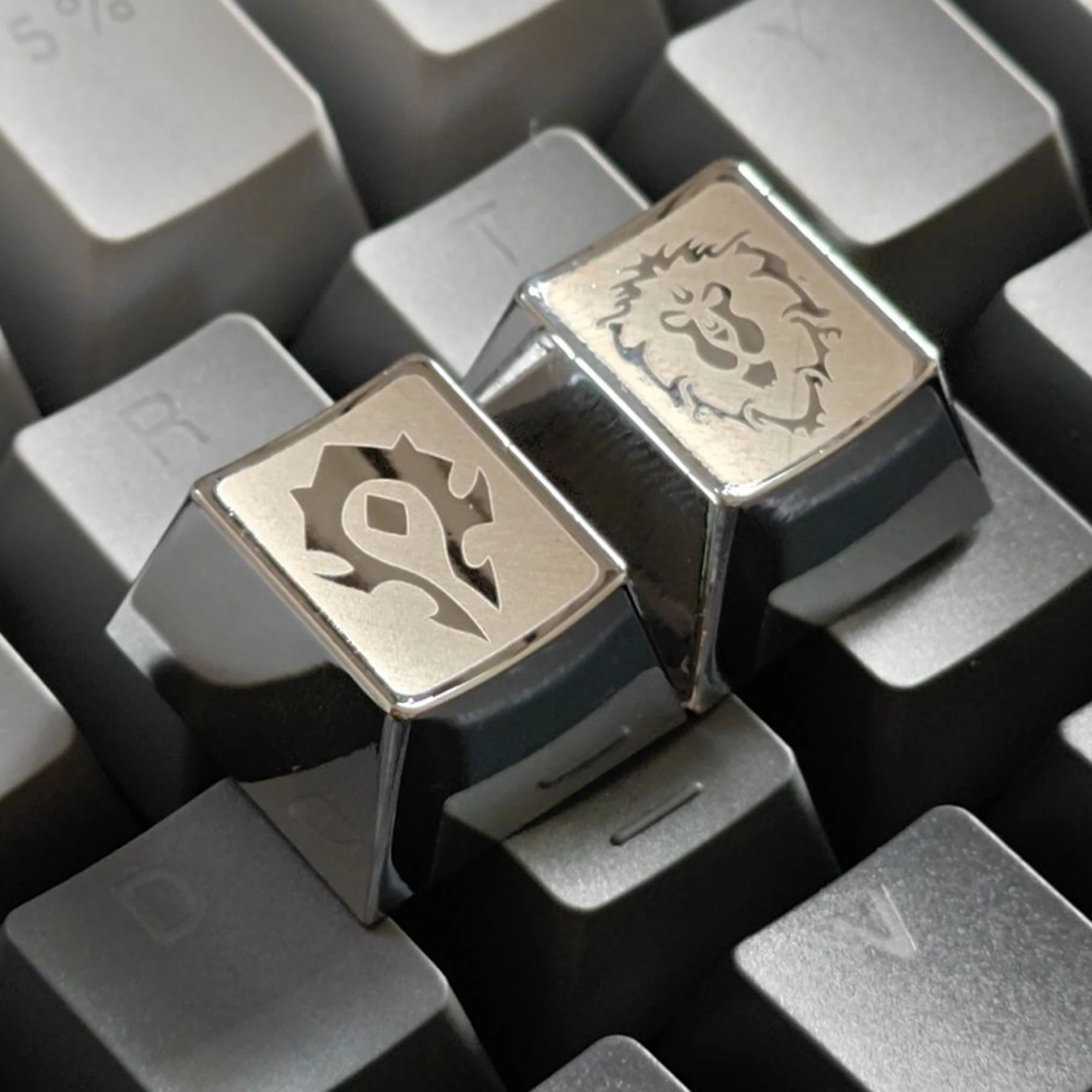 1 Stück Metall-Zinklegierung Tastenkappen Silber Gold Galvanisiert Lasergravur R4 Cherry Tastenkappe für MX Mechanische Tastatur