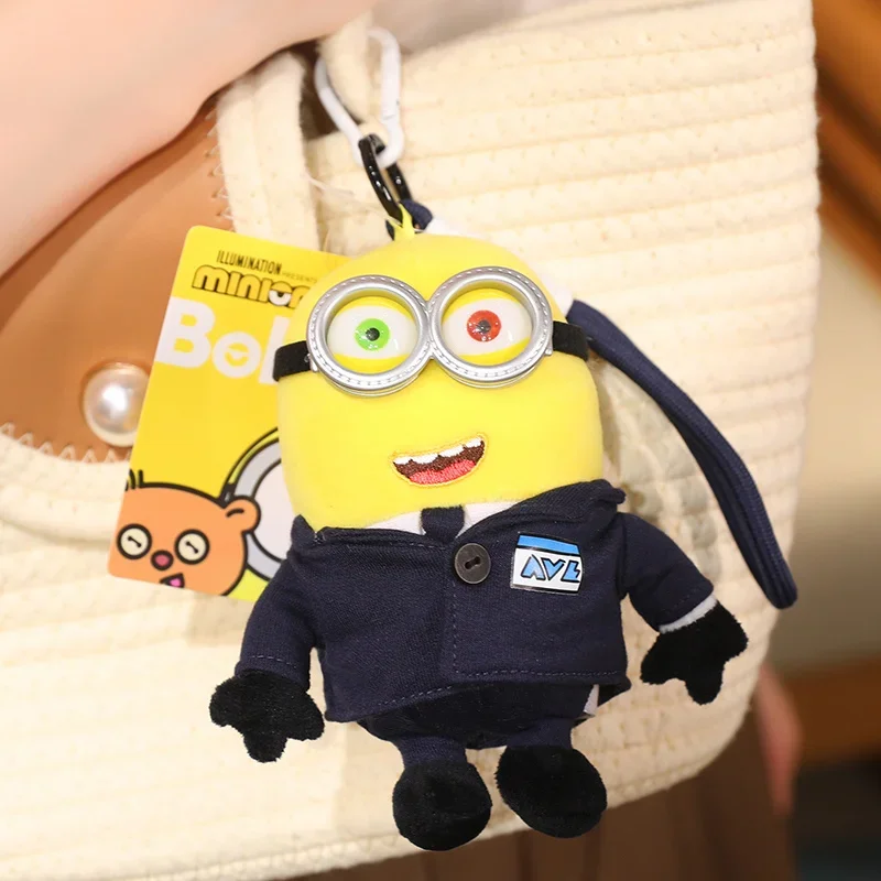 Original SPY Minion Plush Toy Black Suit Bob Kevin Dave Doll Lovely Bag Pendant Key Chain Plushies Cartoon Gifts High Quality