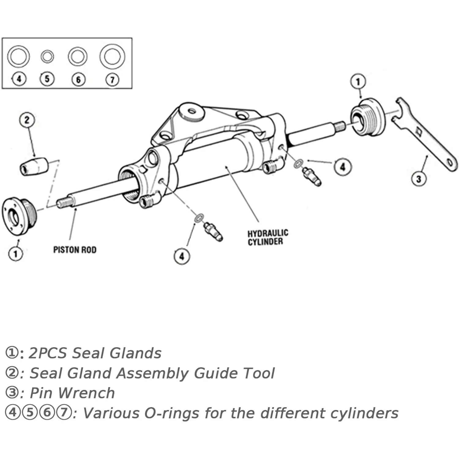 Chuang Qian Front Mount Cylinder Steering Cylinder Seal Kit HS5157 Hydraulic Outboard Kit