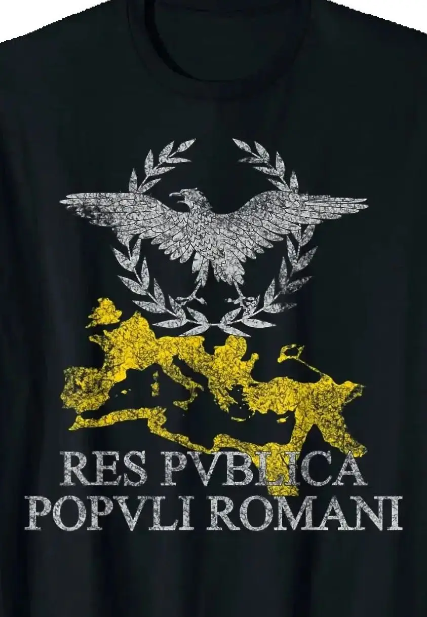 

Roman Empire Eagle, Laurel, Map Res Publica Weathered T-Shirt 100% Cotton O-Neck Short Sleeve Summer Casual Mens T-shirt