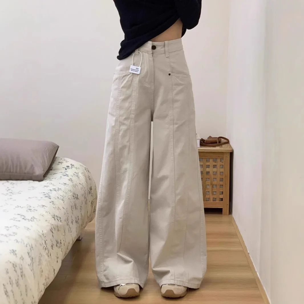 

Casual Jeans Women's New High-waisted Slim Pants Girls Loose Mopping Straight Pants