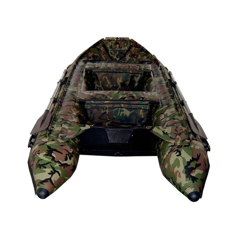 3.3m Length 3 Chambers And 1 Keel Inflatable Boat Camouflage Fishing Boat Inflatable Pvc Boat With Bow Tent