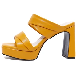 Slippers Women Summer Shoes Platform High Heels Sandals Ladies Mules Shoes Black Yellow White Party Shoes Large Size 45 Slides
