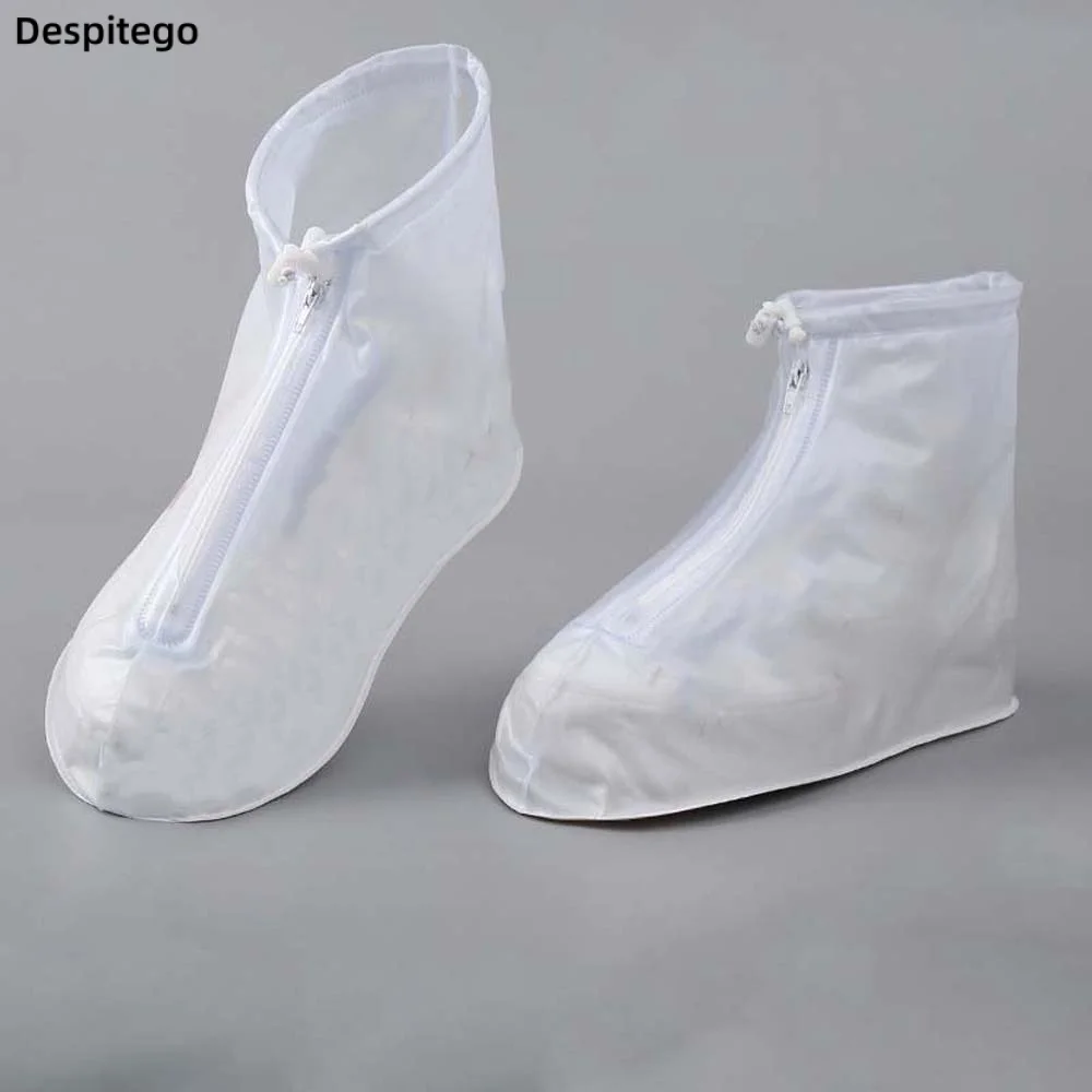 1 Pair Thickened Rain Shoe Covers Wear-resistant Anti-slip Waterproof Boot Cover Mud-proof Clear-view PVC Overshoes Commuting