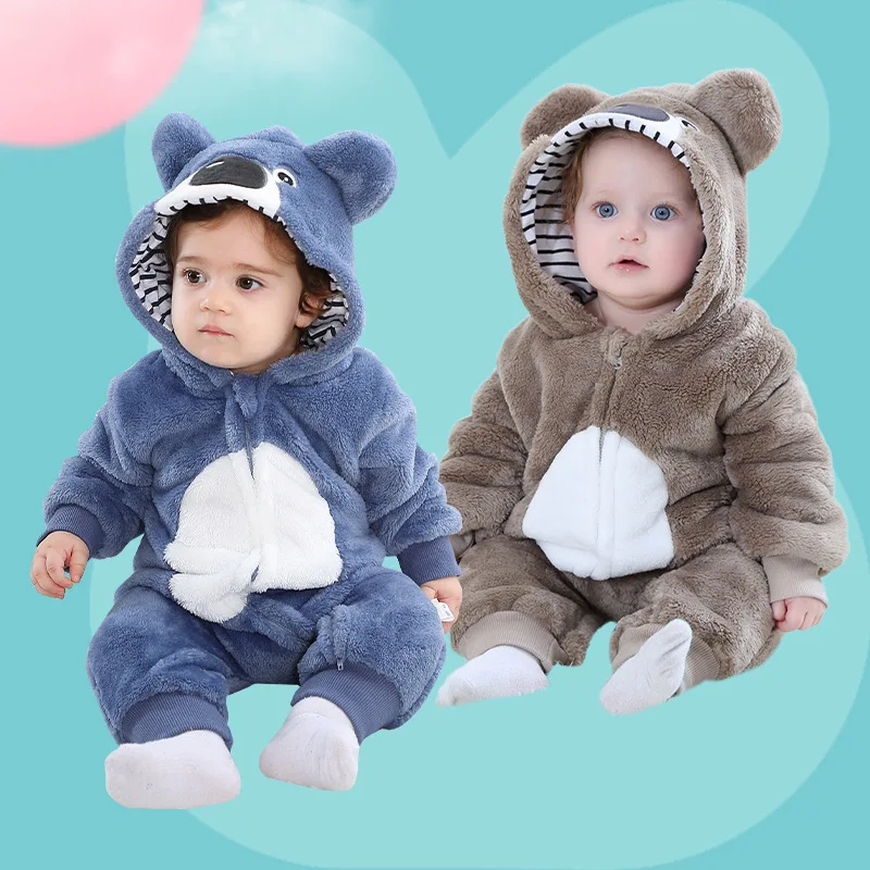 Cute Koala Bear Costume Bodysuit Infant Baby Boy Girl Clothes Romper Toddler Winter Animal Zipper Jumpsuit Party Ropa Para Bebe