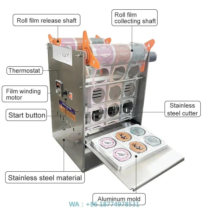 Seladora de Copos para Molho de Tomate e Molhos para Salada, Máquina de Embalagem Semi-Automática para Selagem de Copos de Papel e Plástico, Iogurte e Café