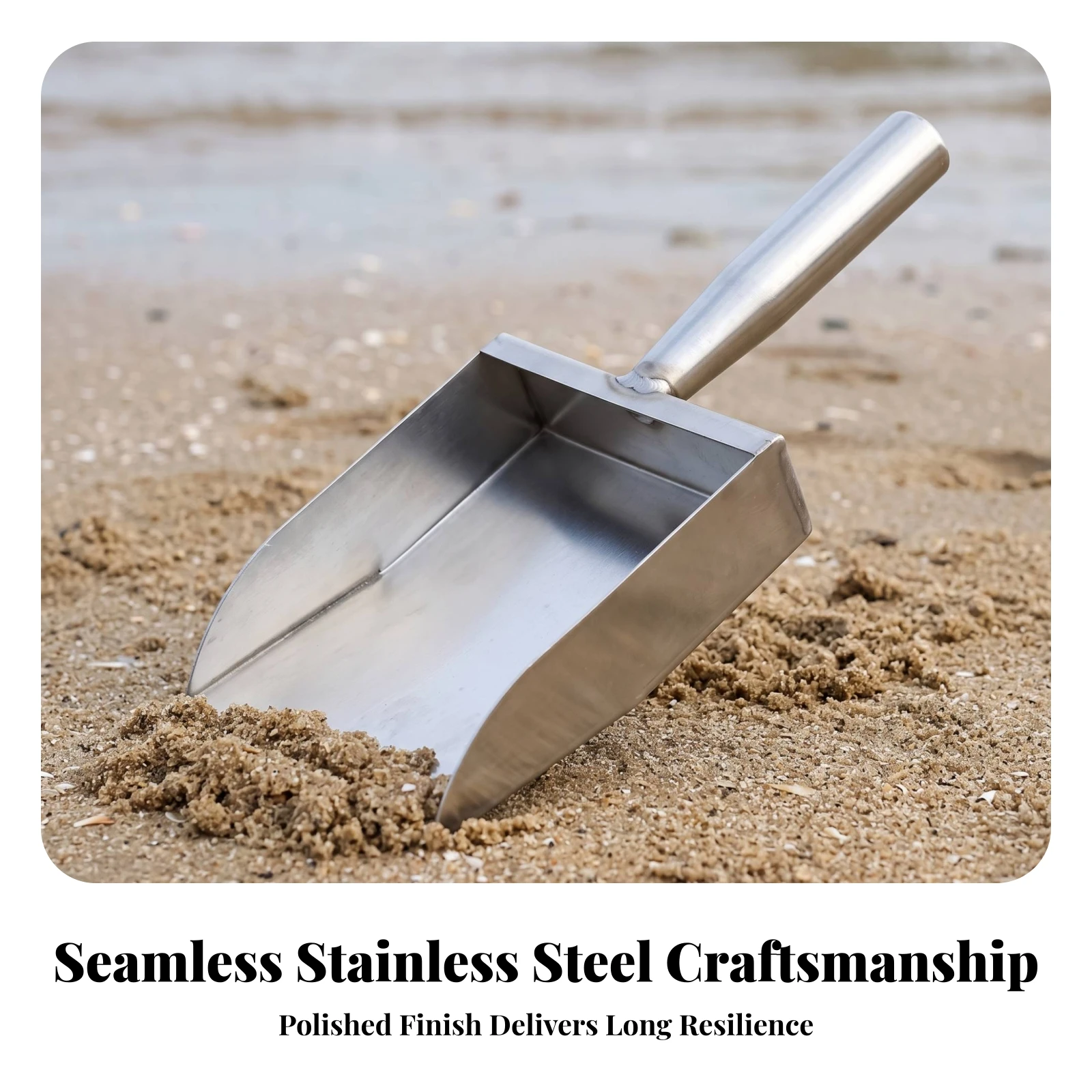 Beach Scoop Stainless Steel Sand Scoop Hand Shovel Efficient Sand Sifting Shovel Long-Handled for Beachcombers
