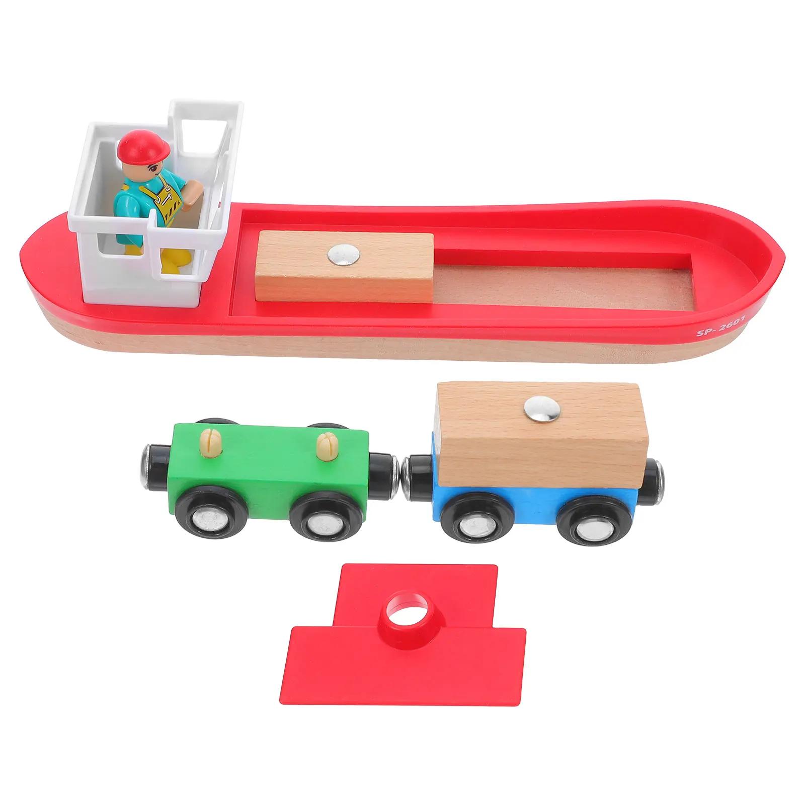 Conjunto de acessórios para navio de trem de madeira, kit de barco com tema oceano para motor de tanque, fácil montagem, criativo de longo prazo