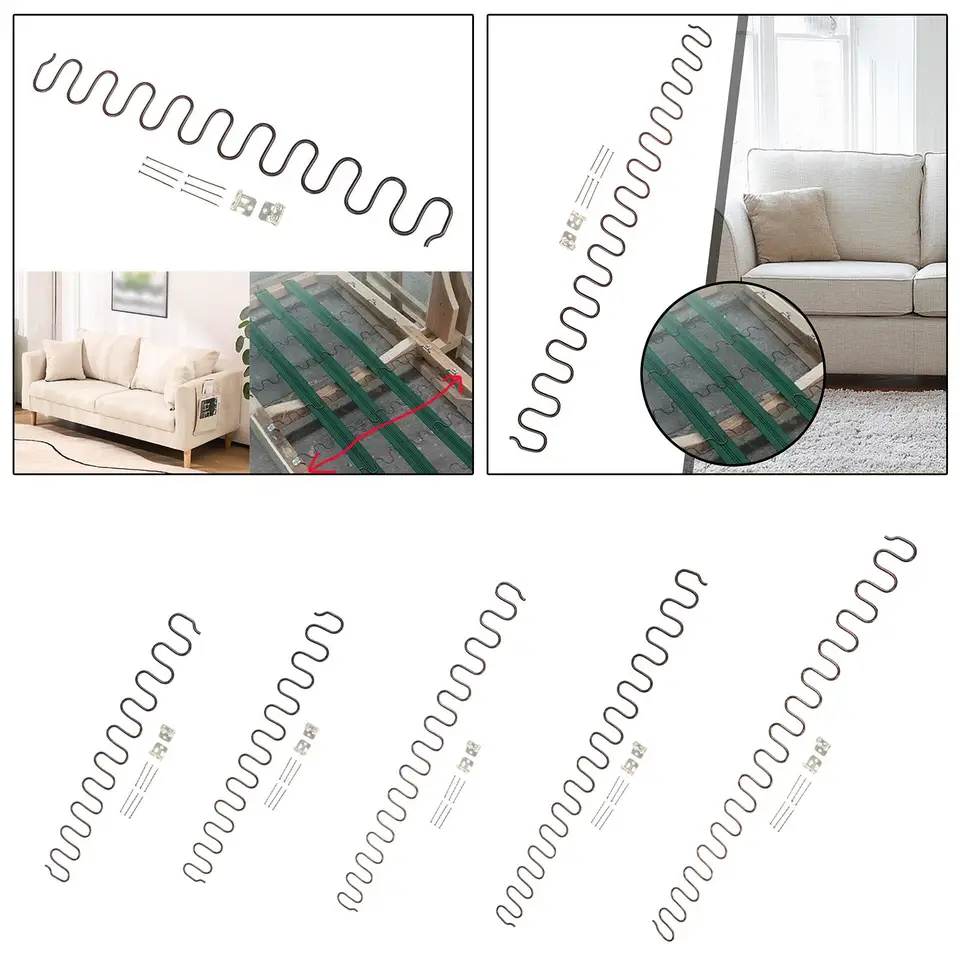 50 Clips à Ressort Zig Zag 5 Trous - Fixation Solide Pour Canapés, Fauteuils Et Meubles Rembourrés - Métal Argenté Robuste