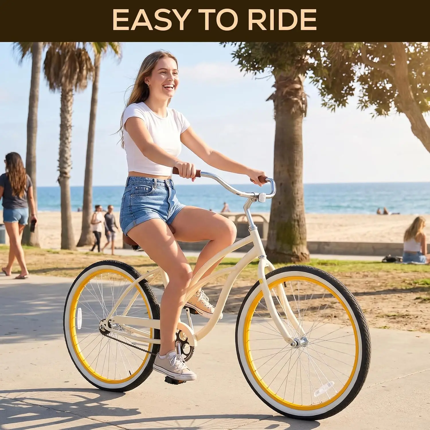 Rider Age 14+ Single Speed with Coaster Brake, Comfortable Seat, Steel Frame for Outdoor Cycling, Multiple Color