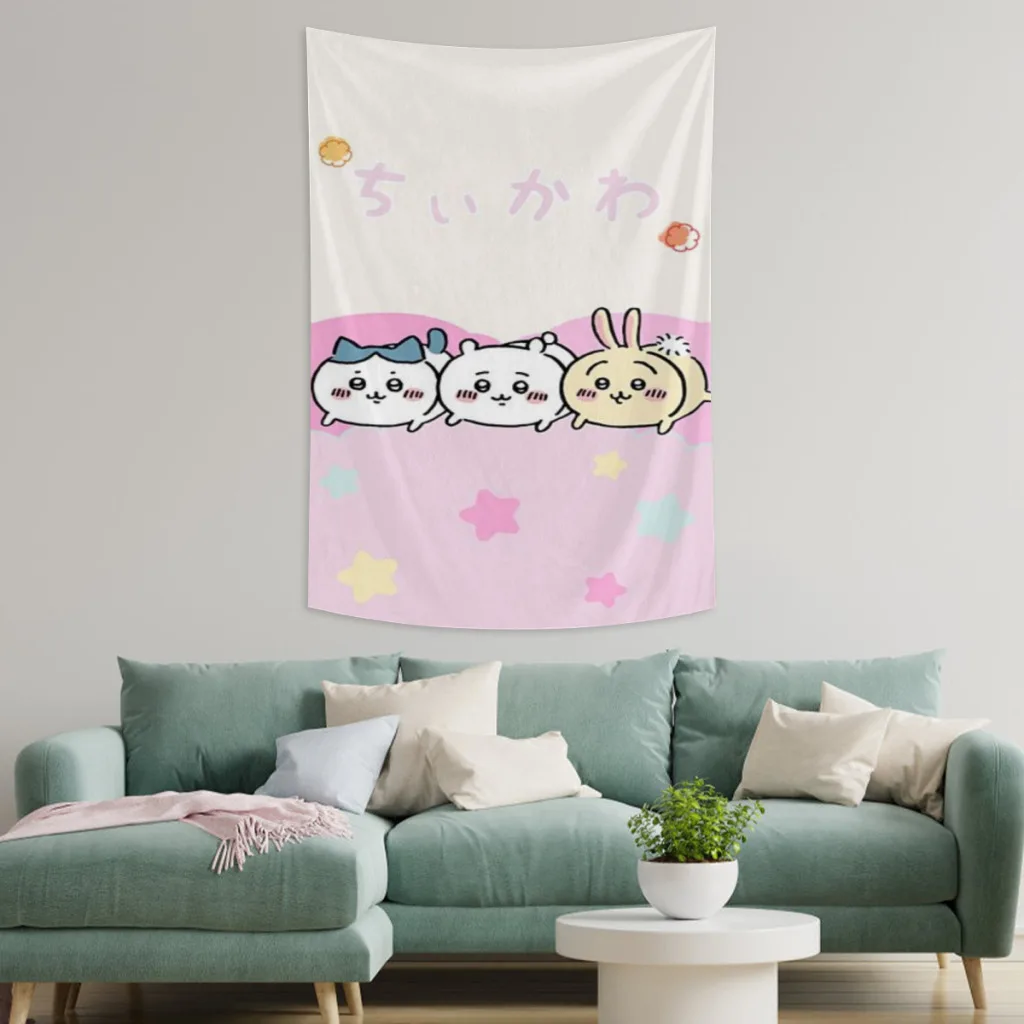 Cartoon Kawaii Cute Chiikawa Tapestry   Room Ornaments Decoration Bedroom Wall Décor