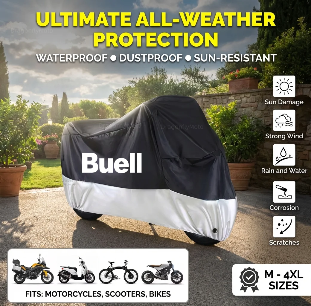 

For Buell 1125R 1125CR XB12R XB12Ss XB12Scg Ulysses XB12XT XB9 All Season Motorcycle Cover Silver Black Waterproof Dustproof