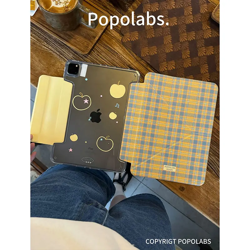 Ins Cute Yellow Plaid Tablet Case For iPad Pro 11 12.9 13 M2