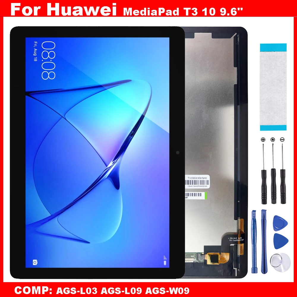 

Сенсорный ЖК-дисплей AAA для Huawei MediaPad T3 10 AGS-L03 AGS-L09 9,6 дюйма, сенсорный экран, дигитайзер, стекло в сборе, запасные части