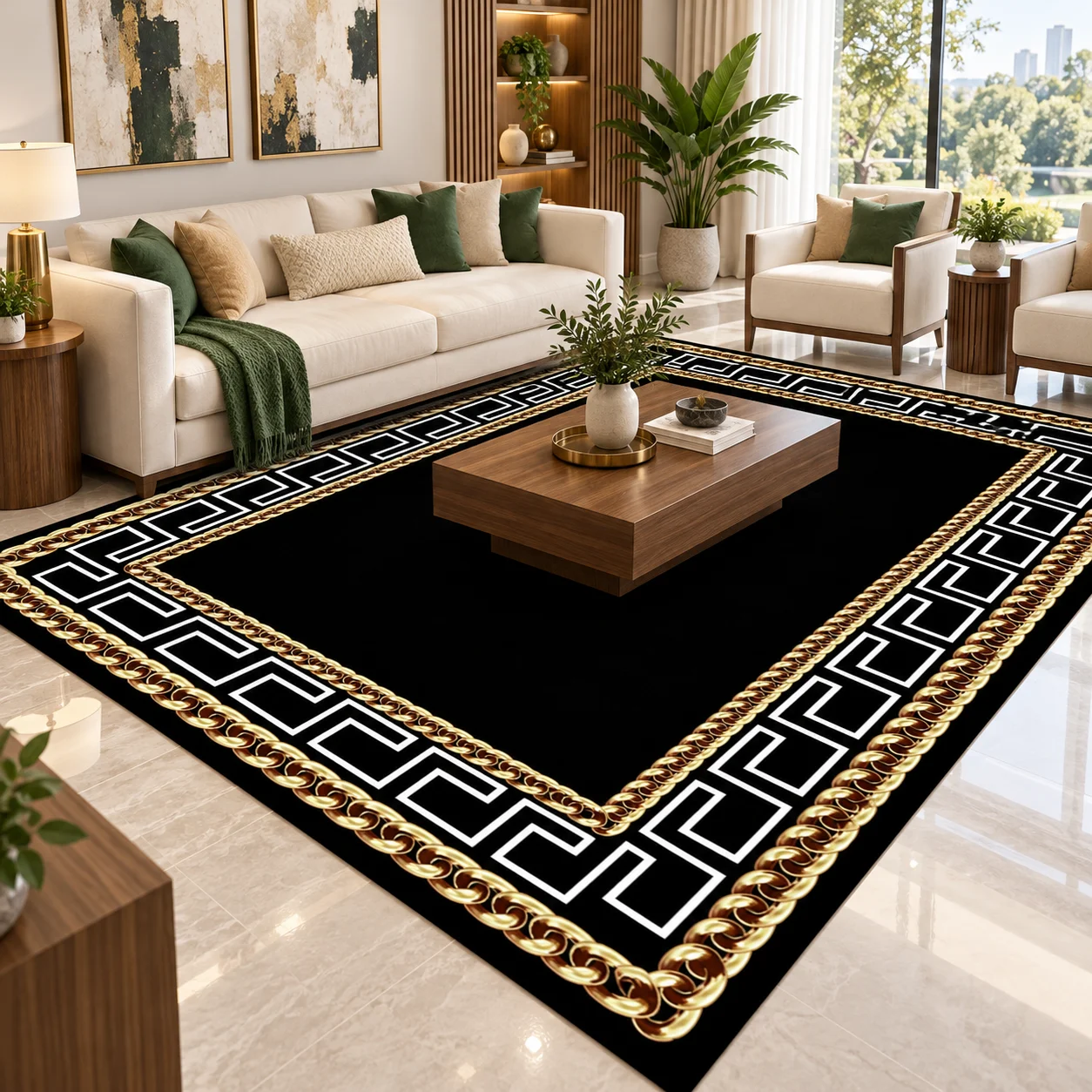 Geometric Nordic Luxury Area Rug Tech Fabric Diatom Mud Living Room Bedroom Sofa Coffee Table Bedside Floor Mat Modern Pattern Carpet Hallway Study Room Dining Room Entrance Contemporary Home Decor Indoor Decorative Rug Geometric Interior Room Decoration