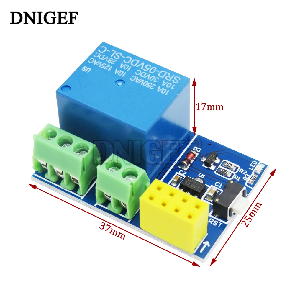 DNIGEF ESP8266 Modul Relai WIFI ESP-12F 10A 220V Relai Jaringan Input Modul WIFI DC 7V ~ 30V 4 Lapisan Papan TV Input Otomatis