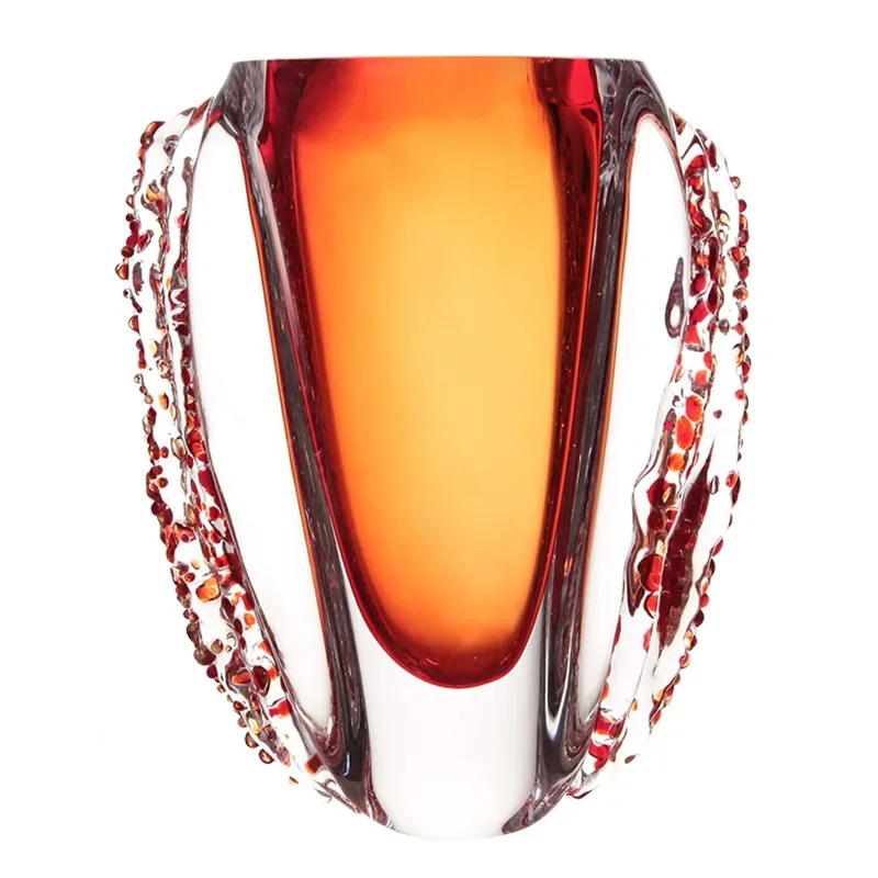 

Model room light luxury amber volcanic stone art crystal glazed handmade glass vase flower