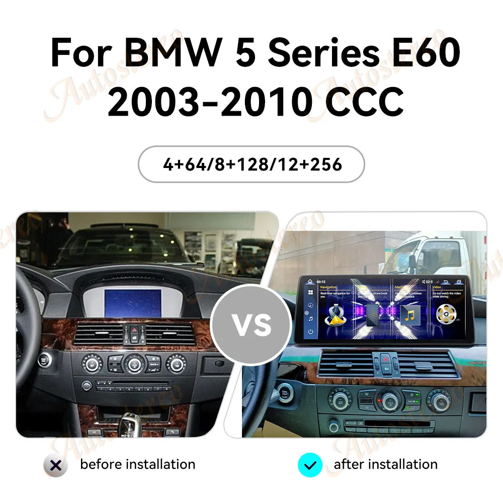 12.9 Ultra Dual BT Carplay Android 13 Car GPS Navigation For BMW 5 M5 E60 E61 2003-2010 Head Unit Multimedia Player Car Radio