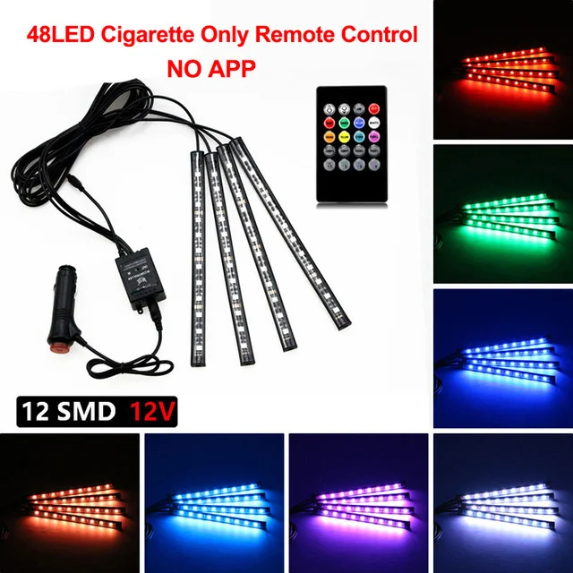 Neon LED Auto-interieur Ambient Voet Strip Light Kit Accessoires Achtergrondverlichting Afstandsbediening App Muziekbediening Auto RGB Decoratieve Lampen