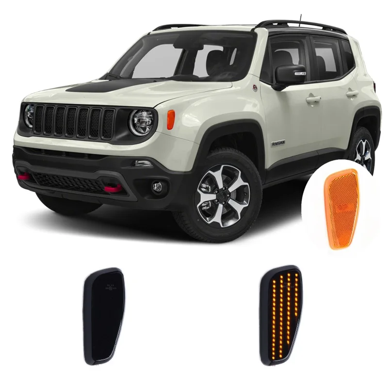 for Jeep Renegade BU 2014 2015 2016 2017 2018 2019 2020 2021 Smoked Lens LED Indicator Side Marker Signal Light Repeater Lamp