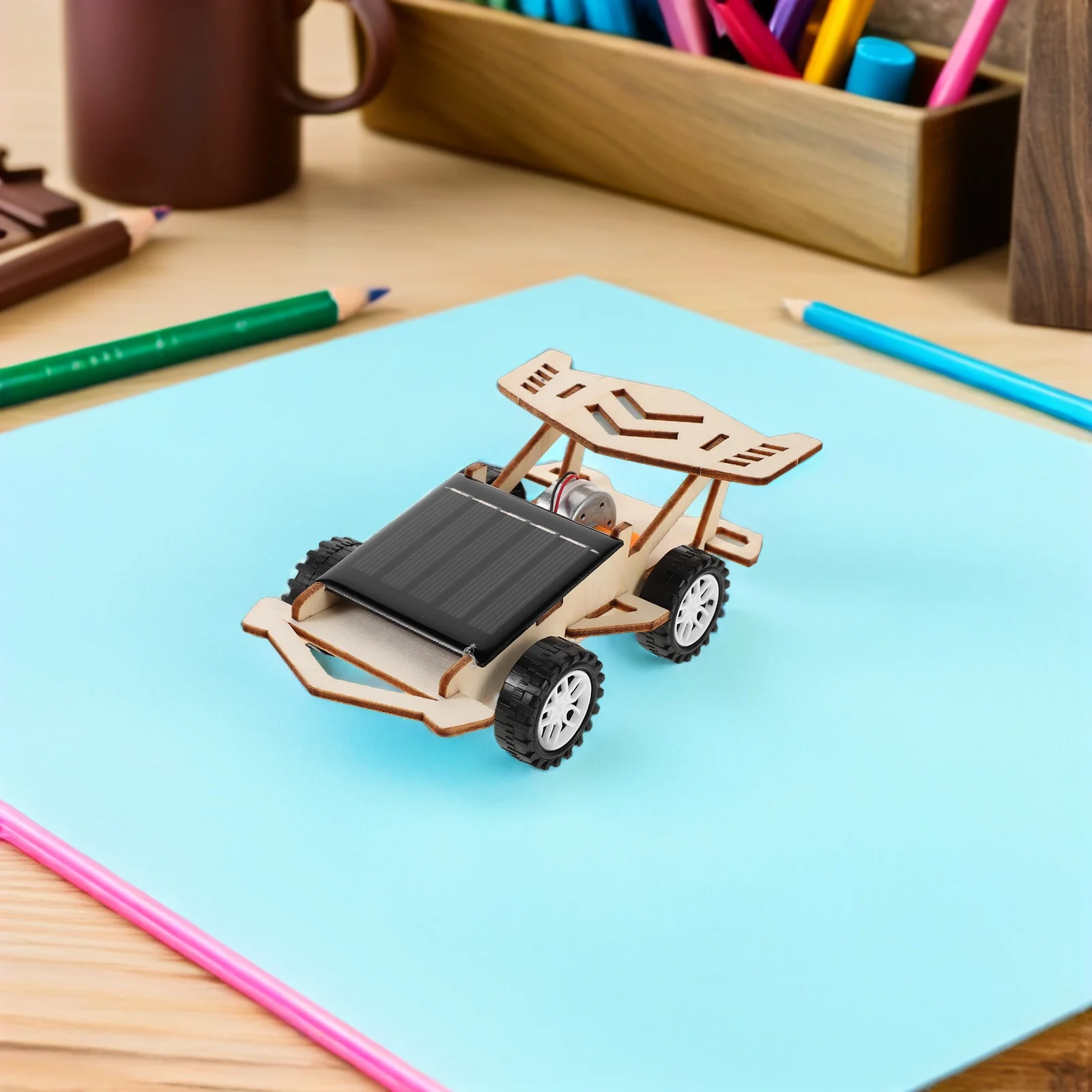 Kit de voiture à tige à énergie solaire, 3 ensembles, bricolage, expérience scientifique éducative électrique, Kit de voiture à énergie solaire pour enfants