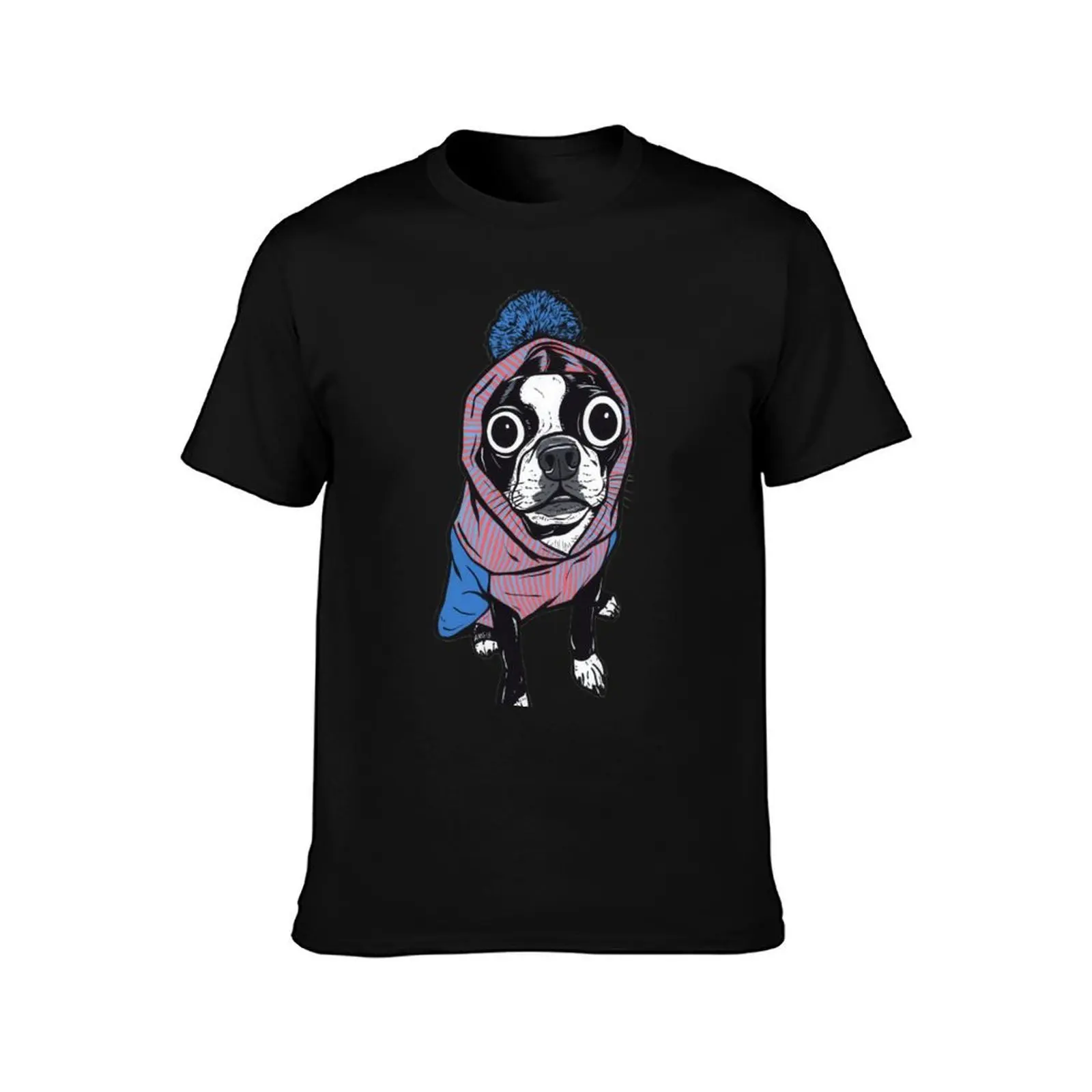 Boston Terrier Sweater Hoodie T-Shirt, Summer Casual Cotton Tee, Oversized Streetwear Tops, Vintage Graphic Print, 100% Cotton
