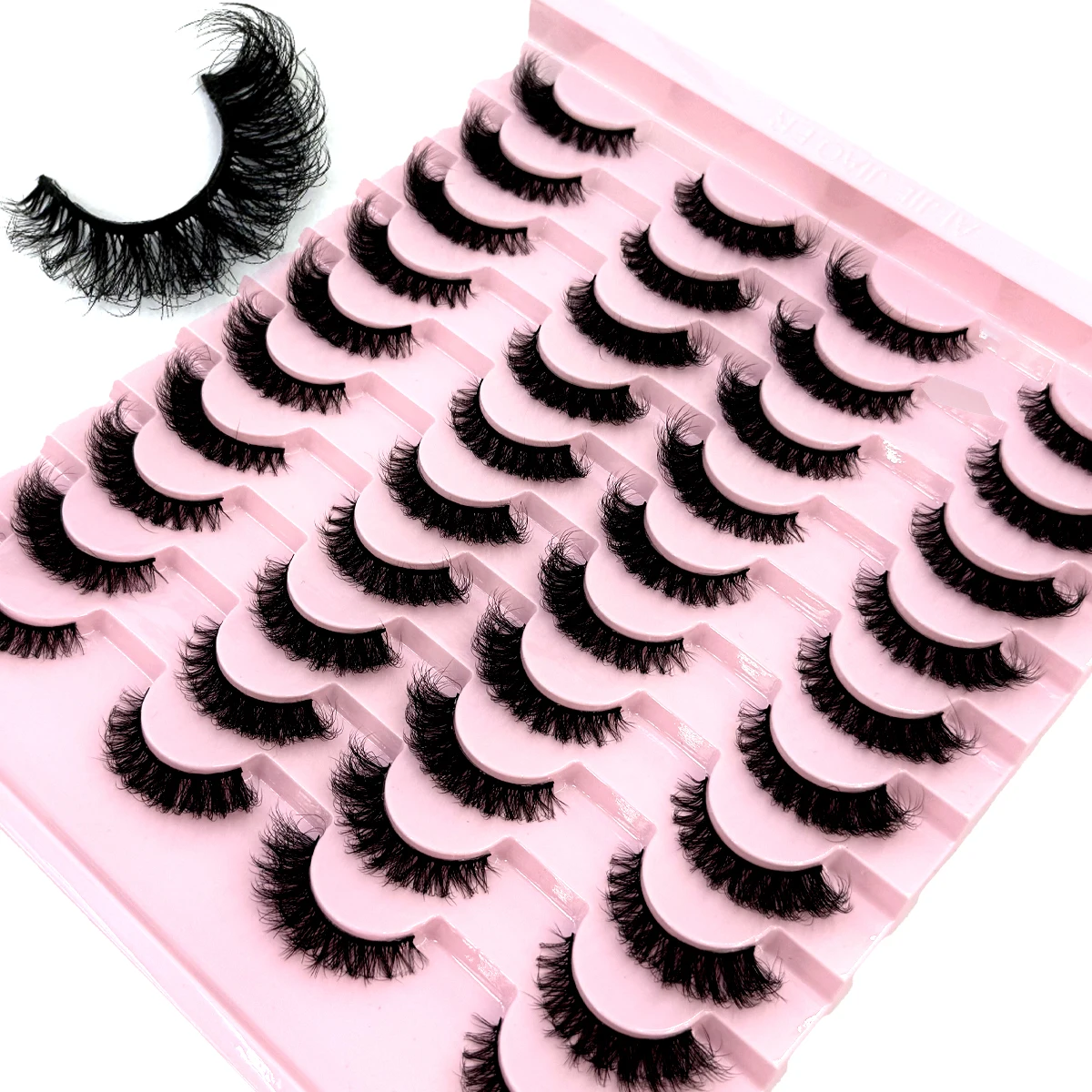 20 pairs of natural long 3D artificial mink false eyelashes fluffy and curled mink eyelashes extended eyelashes