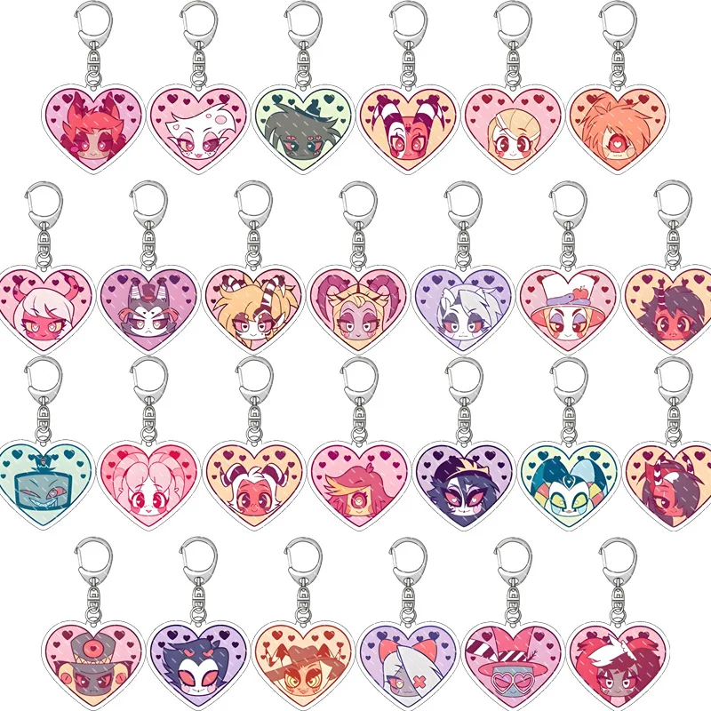 

Anime Hazbin Hotel Cartoon Acrylic Keychain Figure Alastor Charlie Morningstar Angel Heart Key Chain Bag Decor Keyring Gift