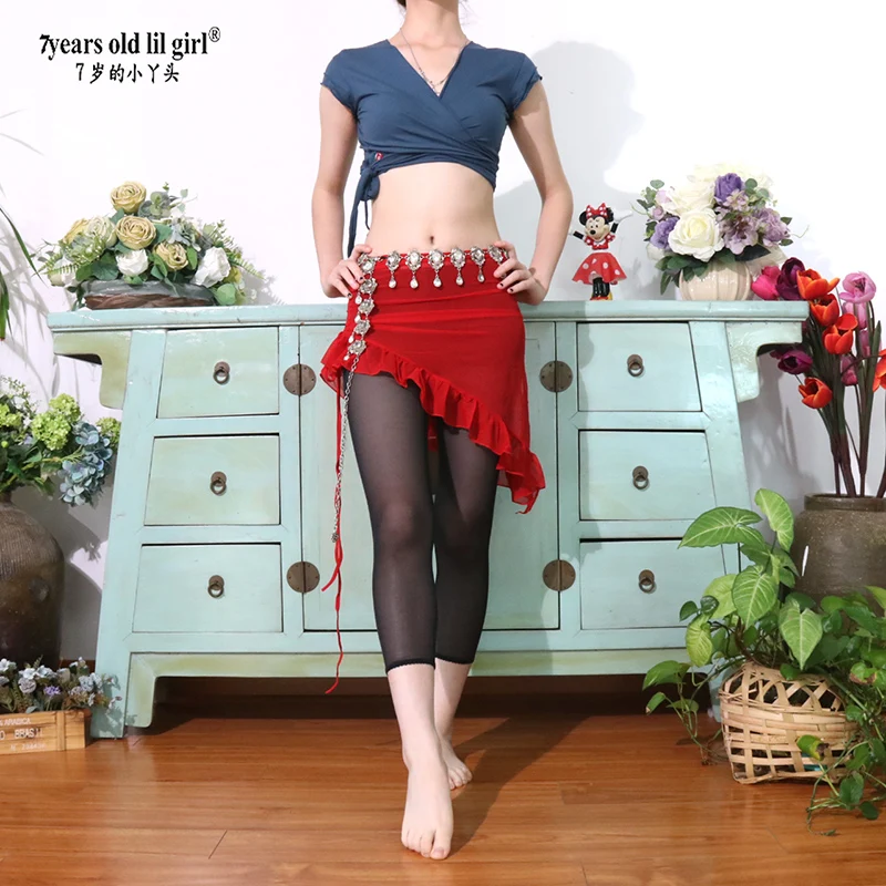 Minifalda transparente gótica tribal para danza del vientre para mujer, falda superior BQ83