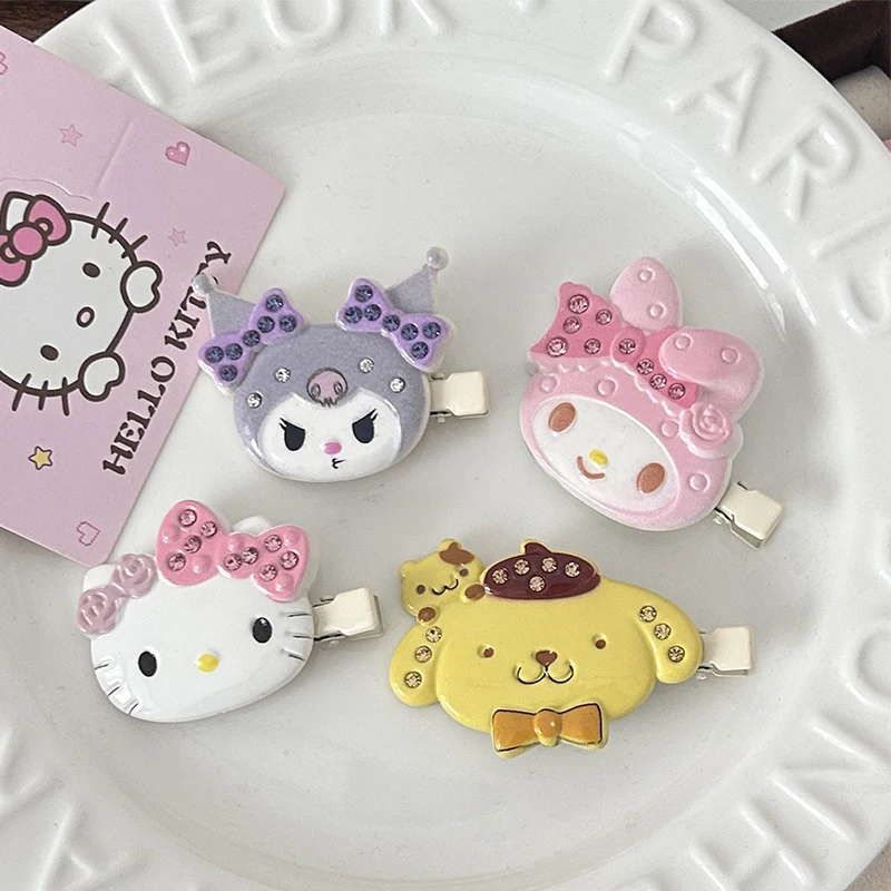 Sanrio Kuromi Melody Purin Hello Kitty Spinka do włosów dla kobiet Dziewczyny Słodka wszechstronna grzywka Spinka do włosów Kreskówka Śliczne akcesoria do włosów