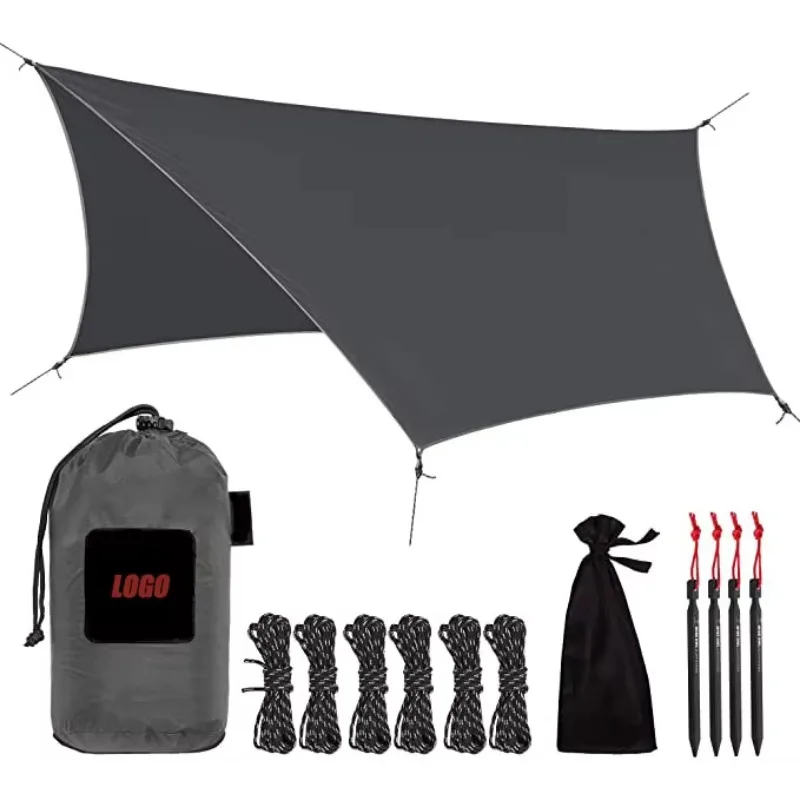 Outdoor Lightweight Waterproof Hammock Rain Fly Tarp Tent Footprint Shelter Compact Easy Setup Awning Ripstop Canopy