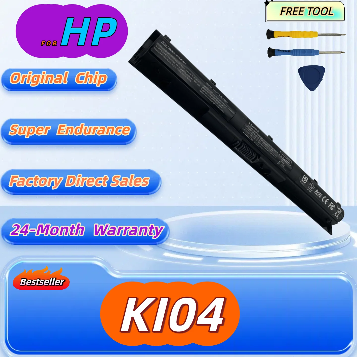 

KI04 Battery for HP Pavilion 15-ab 15-an 17-g 15t-ab100 17t-g100 17t-s100 15-ab143cl 14-ab166us 17-ab220n Free Tool+24M Warranty
