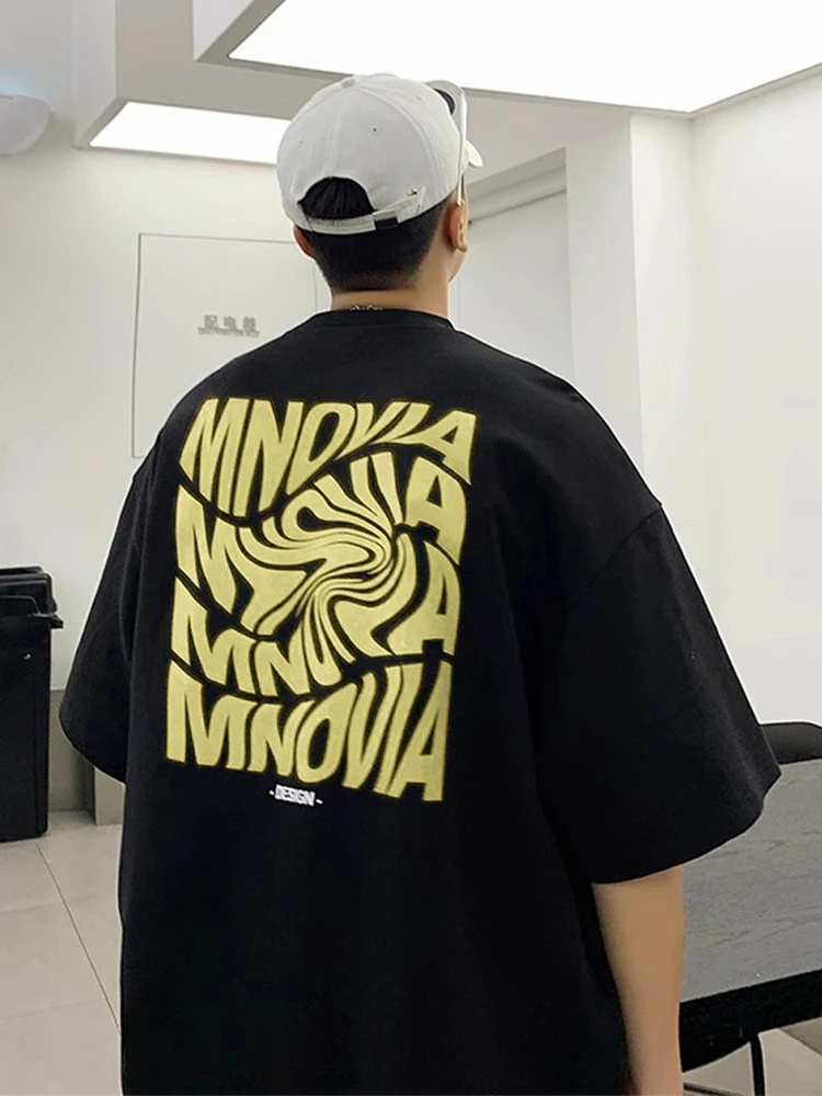 T-shirty męskie z grafiką w kształcie litery Jakość Bawełniana odzież Moda Hip Hop Streetwear Letnie nowe męskie koszulki z krótkim rękawem Harajuku Tops