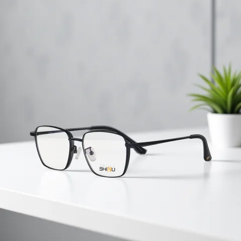 SHINU Custom Prescription Progressive Multi-focus Eyeglasses, Men Full Frame Titanium Glasses for Near Far Vision
