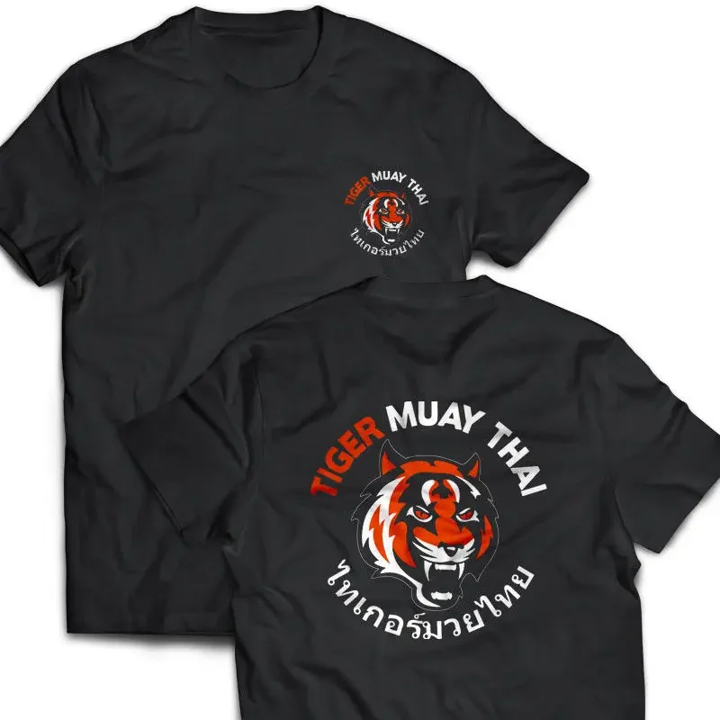 Harajuku Tiger Muay Thai Kick Boxing T-Shirt. Summer Cotton Short Sleeve O-Neck Mens T Shirt
