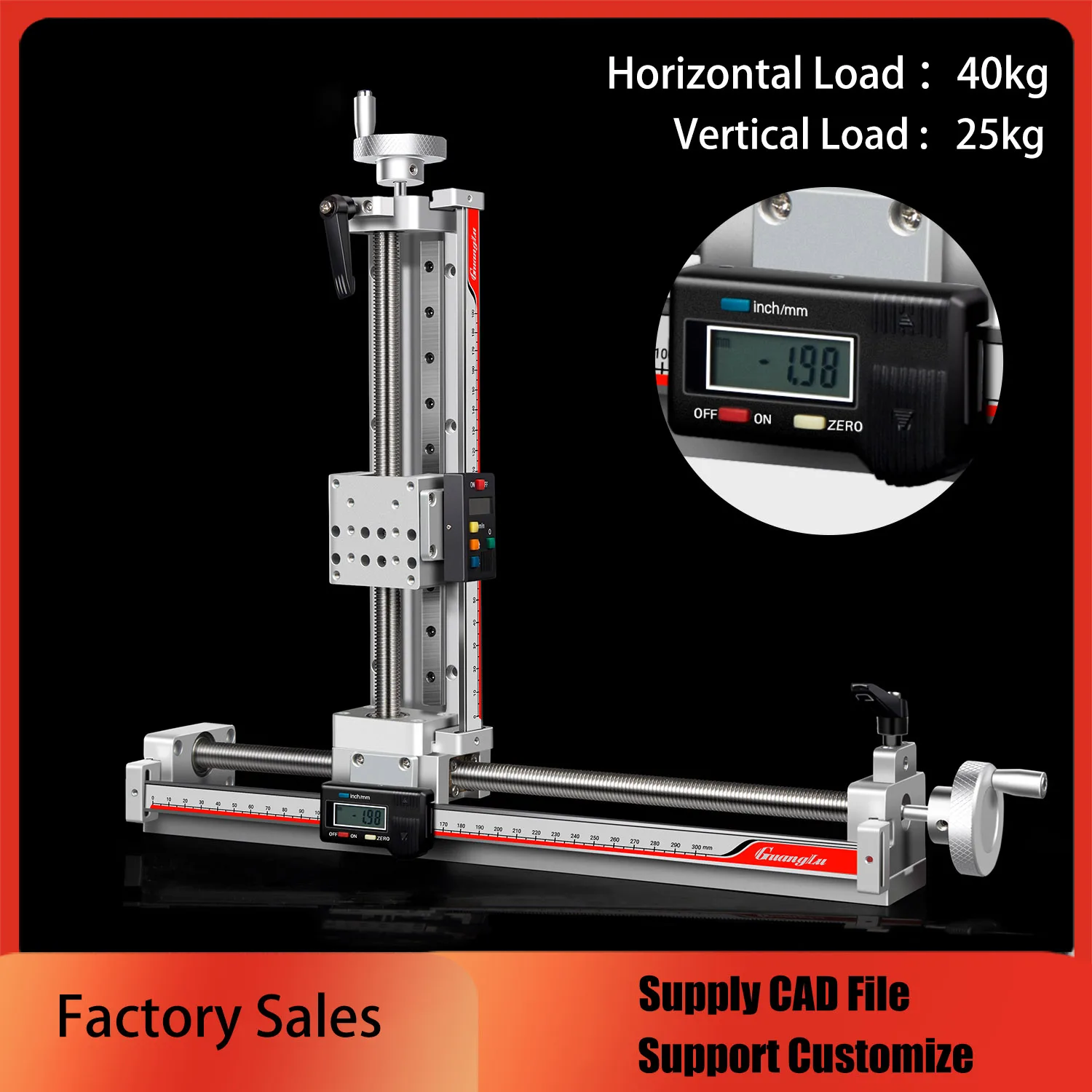 

2 Axis Manual Linear Module High Precision T Screw Cross Guide Platform with Electronic Digital Micrometer Display Positioning